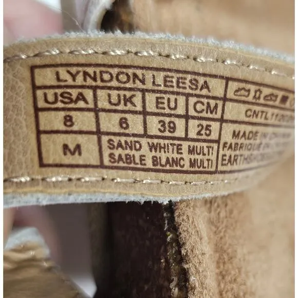 Earth Origins Lyndon Leesa Strappy Sandals Sand/White Women's 8 NWOB