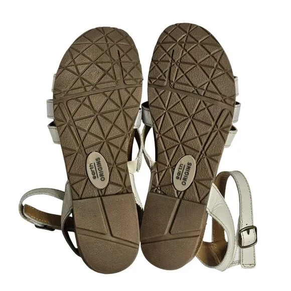 Earth Origins Lyndon Leesa Strappy Sandals Sand/White Women's 8 NWOB