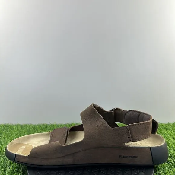 Ecco 2nd Cozmo Sandals Men Size 13 EU 47 Brown Nubuck Leather Strap Cushion
