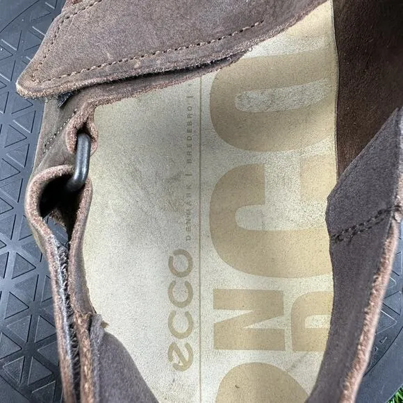 Ecco 2nd Cozmo Sandals Men Size 13 EU 47 Brown Nubuck Leather Strap Cushion
