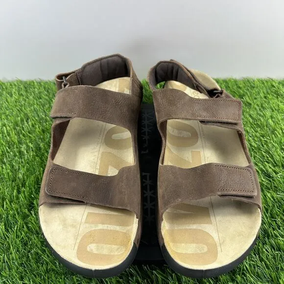 Ecco 2nd Cozmo Sandals Men Size 13 EU 47 Brown Nubuck Leather Strap Cushion