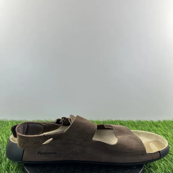 Ecco 2nd Cozmo Sandals Men Size 13 EU 47 Brown Nubuck Leather Strap Cushion