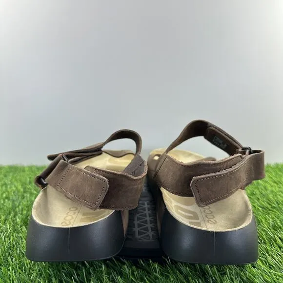 Ecco 2nd Cozmo Sandals Men Size 13 EU 47 Brown Nubuck Leather Strap Cushion