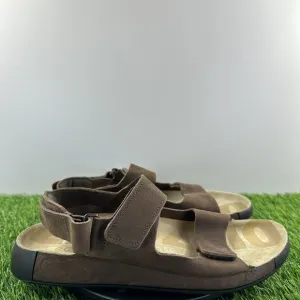 Ecco 2nd Cozmo Sandals Men Size 13 EU 47 Brown Nubuck Leather Strap Cushion