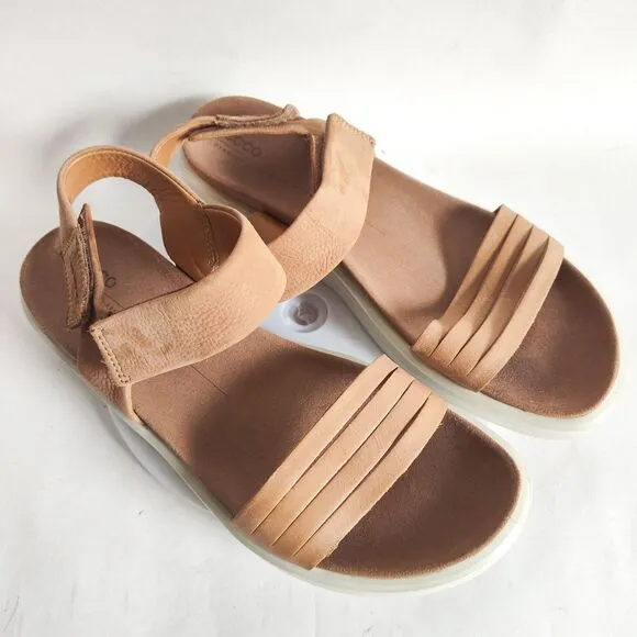 Ecco Flowt Flatform Sandals Strap Comfortable Shoes Platform Tan Size 9 / 40