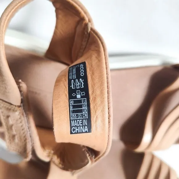 Ecco Flowt Flatform Sandals Strap Comfortable Shoes Platform Tan Size 9 / 40