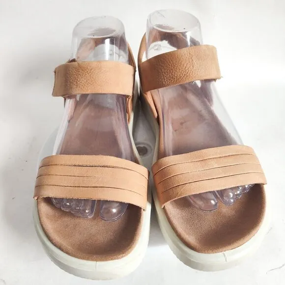 Ecco Flowt Flatform Sandals Strap Comfortable Shoes Platform Tan Size 9 / 40