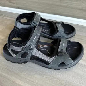 Ecco Men's Offroad Yucatan Leather Sandals Gray Hiking Size EU 47 US 13 13.5