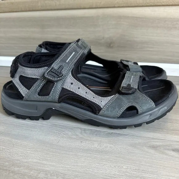 Ecco Men's Offroad Yucatan Leather Sandals Gray Hiking Size EU 47 US 13 13.5
