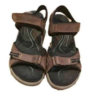 Ecco Sandals Yucatan Mens Brown Offroad Leather Hiking Walking Sz 46 US 12/12.5