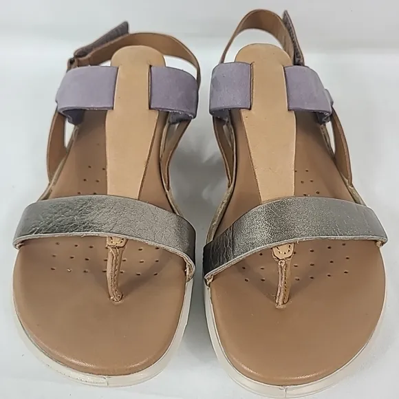 Ecco Women's Flash Toe-Post Comfort Walking Sandals Tan, Purple, Gold Sz 7