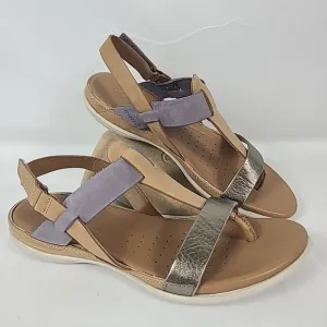 Ecco Women's Flash Toe-Post Comfort Walking Sandals Tan, Purple, Gold Sz 7
