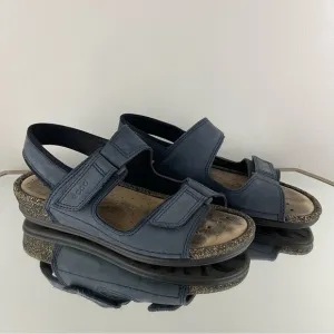 ECCO Women’s Navy Blue Nubuck Leather Cosmos Dual Strap Cork Hiking Sandals