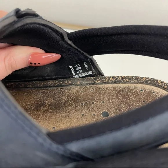 ECCO Women’s Navy Blue Nubuck Leather Cosmos Dual Strap Cork Hiking Sandals