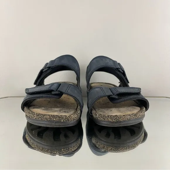ECCO Women’s Navy Blue Nubuck Leather Cosmos Dual Strap Cork Hiking Sandals