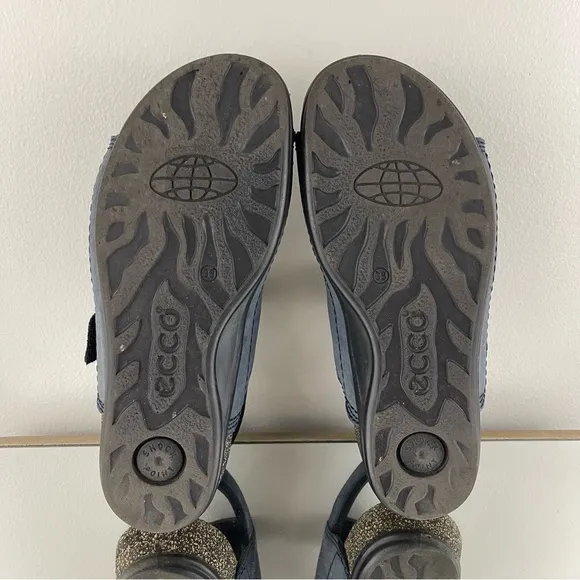 ECCO Women’s Navy Blue Nubuck Leather Cosmos Dual Strap Cork Hiking Sandals