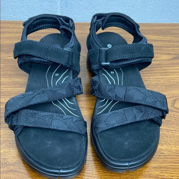 ECCO Women's Offroad Black Leather Ankle Strap Hiking Sandals EU43/US 12-12.5