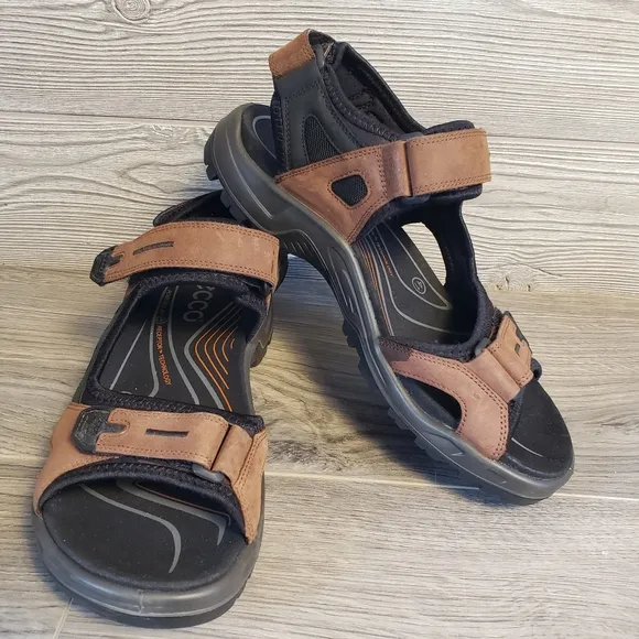 ECCO Yukatan Sport Sandals Brown Leather Size 41 | Men 7-7.5 | Women 10-10.5