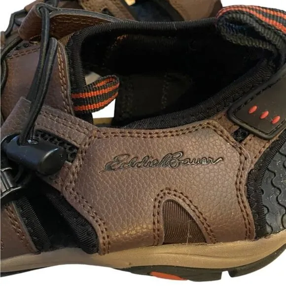 Eddie Bauer Troy Sandals Men’s Size 9 Toe Bump Bungee Brown Cinch Hiking Walking