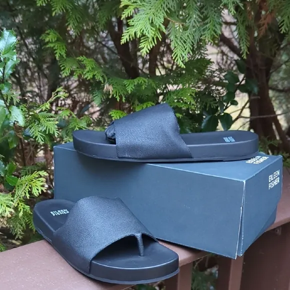 Eileen Fisher Black Slide Sandals