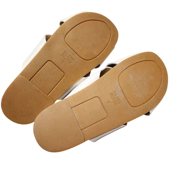 Eileen Fisher Bond Bone White Leather Slip-on Crossover Strap Sandals Size 8