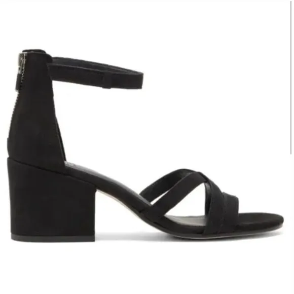 Eileen Fisher Jazzy Heel Sandals 8.5 NEW Black Leather Block Ankle Strap