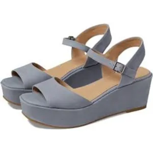 Eileen Fisher Mime Leather Wedge Sandals Comfort‎ Platform Ankle Strap Blue 9M