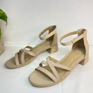 Eileen Fisher Noni Khaki Leather Heeled StrappySandals Women's 9,‎ G 100
