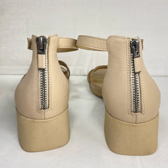 Eileen Fisher Noni Khaki Leather Heeled StrappySandals Women's 9,‎ G 100