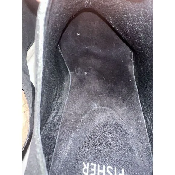 EILEEN FISHER‎ Nubuck Slingback Sandals Cork Suede Wedge Open Toe Size 10 Black