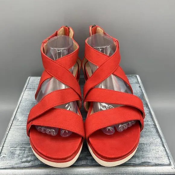 Eileen Fisher Sports Platform Sandals Orange Size 11
