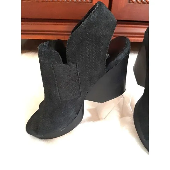 Eileen Fisher Vero Cuoio Women's Size 8 Black Leather Suede Platform Sandals