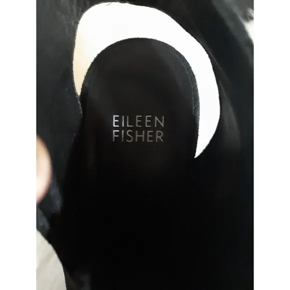 Eileen Fisher Vero Cuoio Women's Size 8 Black Leather Suede Platform Sandals