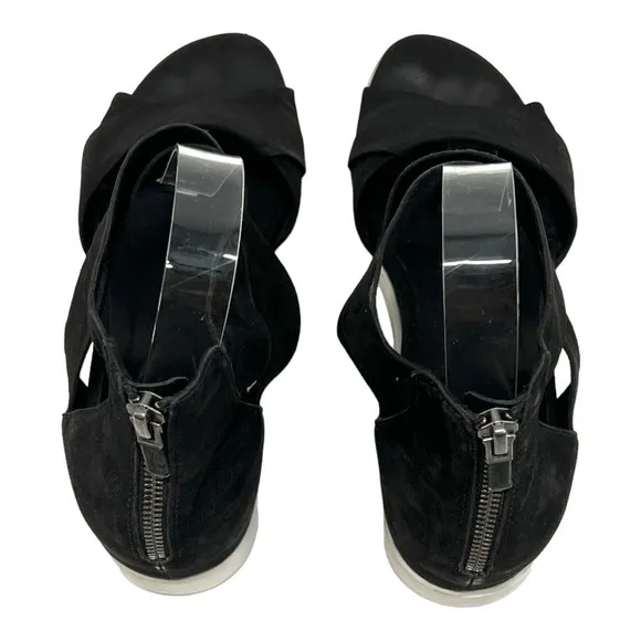 Eileen Fisher Viv Black Nubuck Leather Crossover Casual Comfort Sandals Womens 9