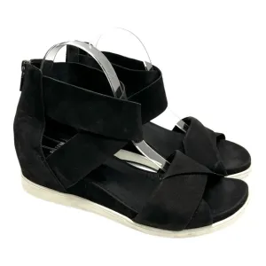 Eileen Fisher Viv Black Nubuck Leather Crossover Casual Comfort Sandals Womens 9