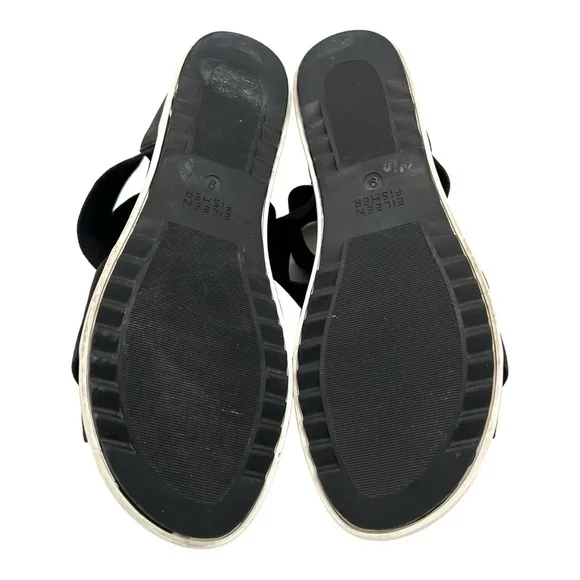Eileen Fisher Viv Black Nubuck Leather Crossover Casual Comfort Sandals Womens 9