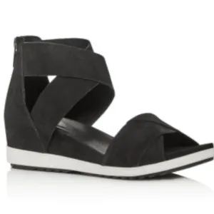 Eileen Fisher Viv Crisscross Wedge Sport Sandal size 7.5 - Black Suede