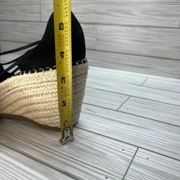 Eileen Fisher Women's Black Yasmin Tumbled Nubuck Espadrille Wedge Size 9