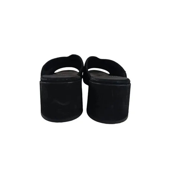 Eileen Fisher Women's Fave Black Stretch Fabric Block Heel Sandals Size 7.5