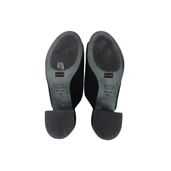 Eileen Fisher Women's Fave Black Stretch Fabric Block Heel Sandals Size 7.5