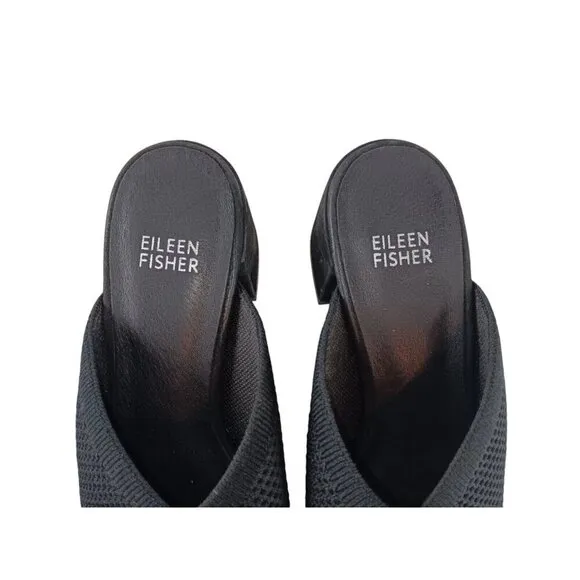 Eileen Fisher Women's Fave Black Stretch Fabric Block Heel Sandals Size 7.5