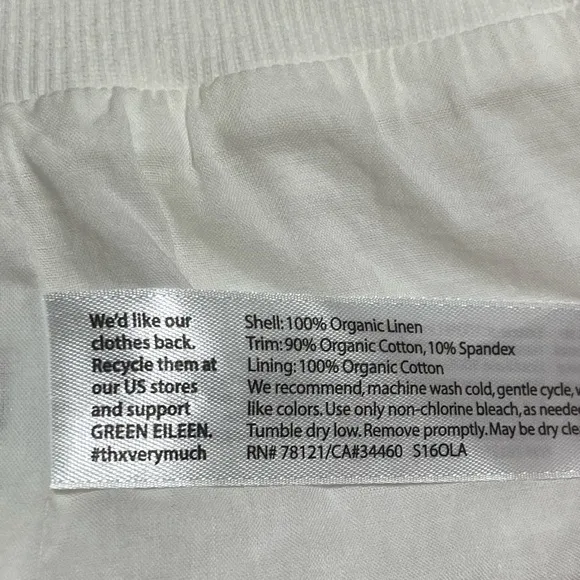 EILENE FISHER WHITE PULL ON LINEN SKIRT WITH POCKETS SZ SP