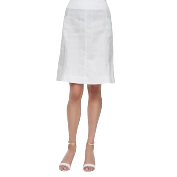 EILENE FISHER WHITE PULL ON LINEN SKIRT WITH POCKETS SZ SP