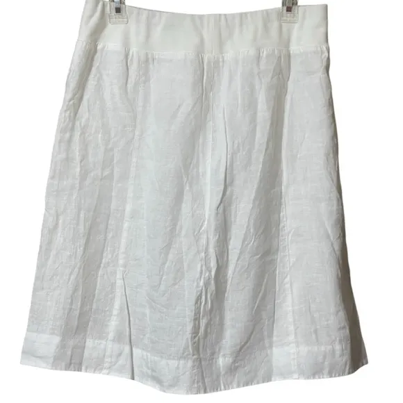 EILENE FISHER WHITE PULL ON LINEN SKIRT WITH POCKETS SZ SP