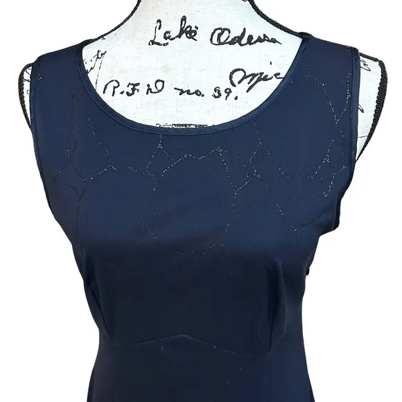 Elegant Dark Blue Shimmering Silver Thread Dress Long Cardigan Set