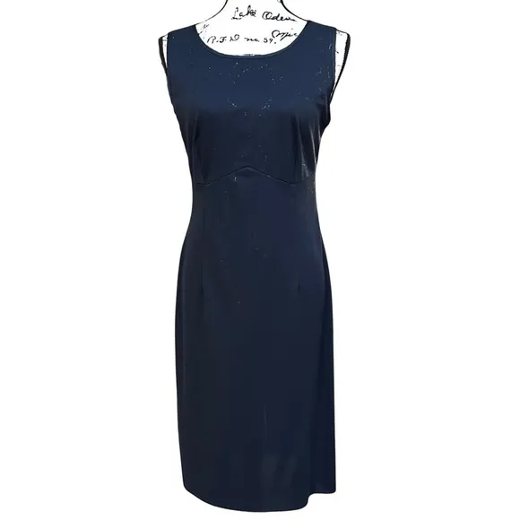 Elegant Dark Blue Shimmering Silver Thread Dress Long Cardigan Set