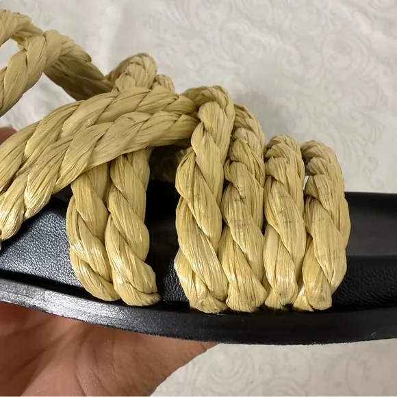 Emme Parsons Beige Evvie Flat Slip On Sandals Slides  Size 38