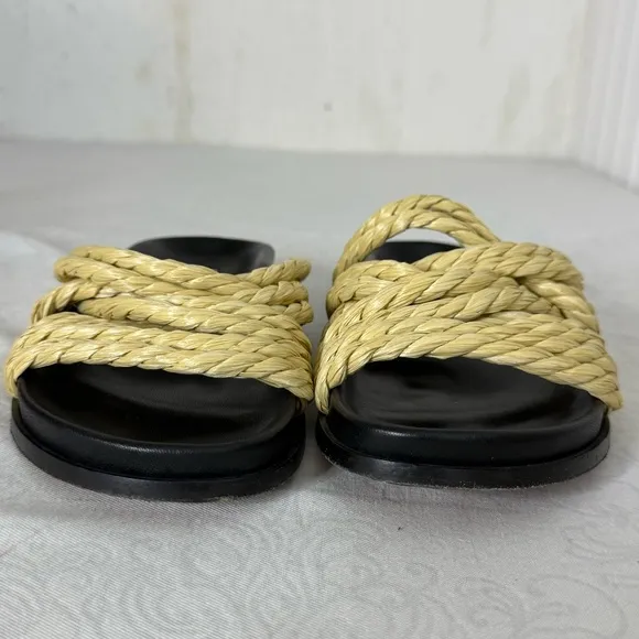 Emme Parsons Beige Evvie Flat Slip On Sandals Slides  Size 38