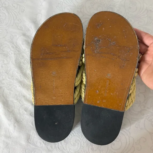 Emme Parsons Beige Evvie Flat Slip On Sandals Slides  Size 38