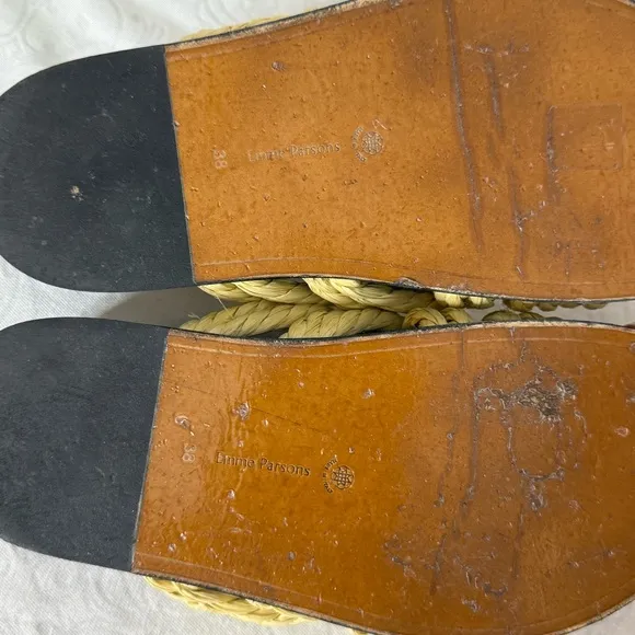 Emme Parsons Beige Evvie Flat Slip On Sandals Slides  Size 38